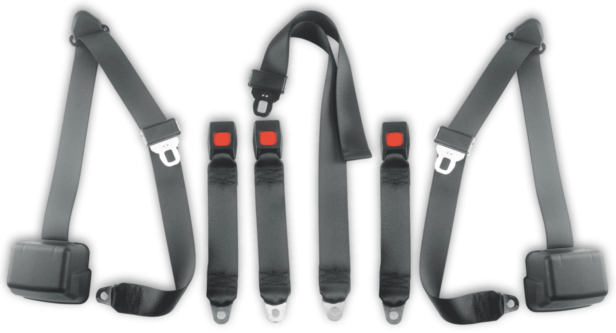 1985-1987 Toyota Land Cruiser FJ60 Rear Driver, Passenger, & Center Seat Belt Kit with Push Button Buckles
