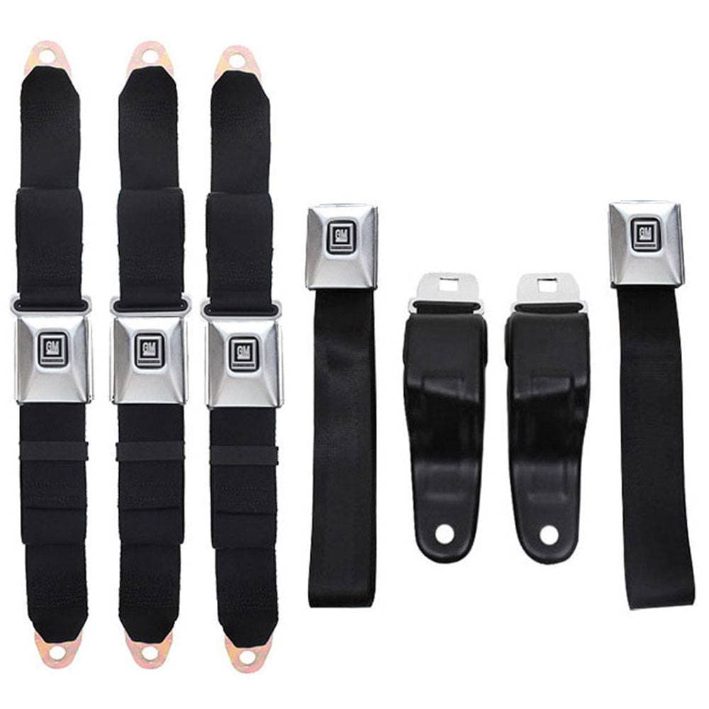 1967-1969 Chevrolet Camaro Front & Rear Lap Seat Belt Kit with Premium Reman OE Style Buckle